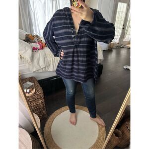 Free People Women’s Small Rolling Clouds Hooded Top In Navy